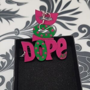 Dope AF Pink and Green Statement Earrings - Women Accessories